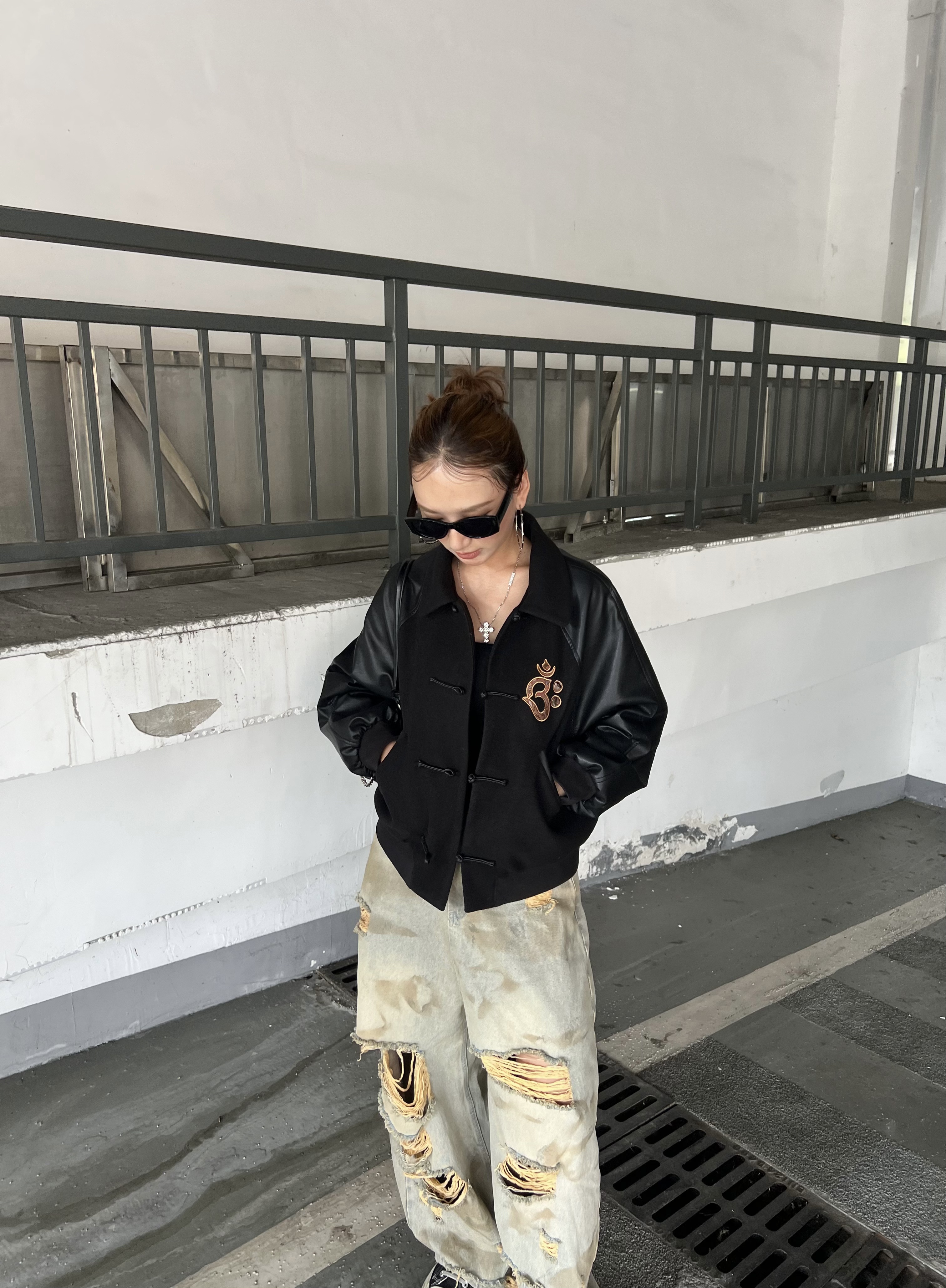 雍·彰 拽姐citywalk 夹棉酷拽街头秋冬拼接棒球外套