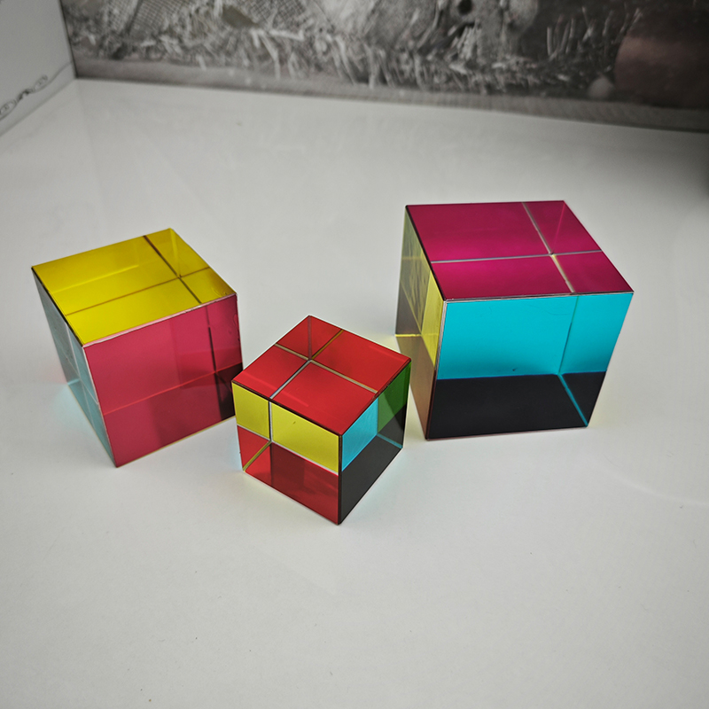 三色水晶立方体书房摆件摄影道具棱镜捕光助手太阳捕手礼物解压