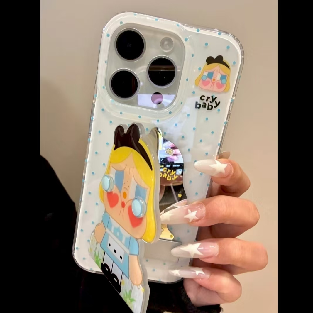 双层IMD适用于苹果/华为/小米/oppo/vivo卡通蓝波点哭娃ins手机壳