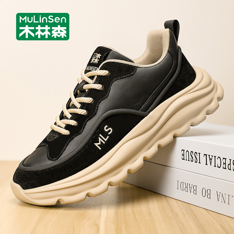 木林森鞋子男款2025秋季新款轻便透气老爹鞋运动休闲时尚百搭男鞋