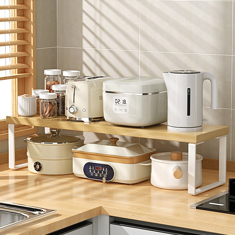 吸壁式厨房桌面置物架台面分层收纳隔板架子橱柜内碗碟调味料收纳