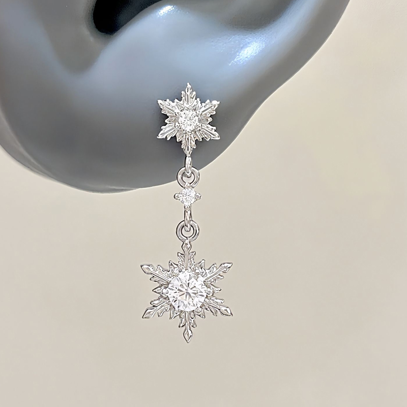 合金合成锆石耳饰 秋冬新款雪花耳钉男女耳饰高级感设计百搭耳饰