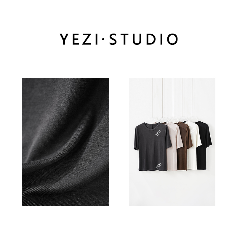 【云朵慕斯】羊绒羊毛质感基础百搭好穿圆领四季中袖T恤25317011