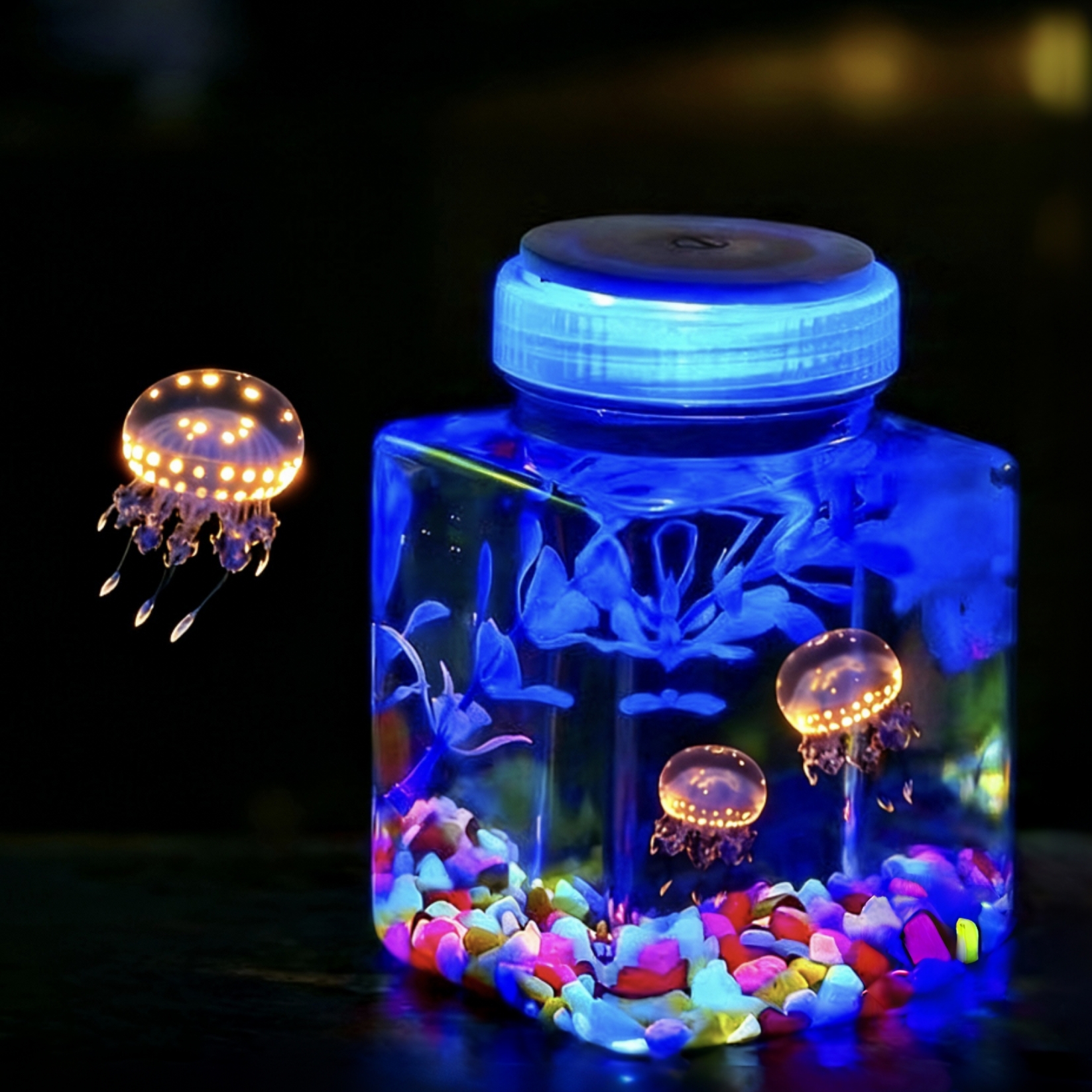 活体赤月海月海星无毒灯塔宠物家养生态套餐套装桌面观赏小水母