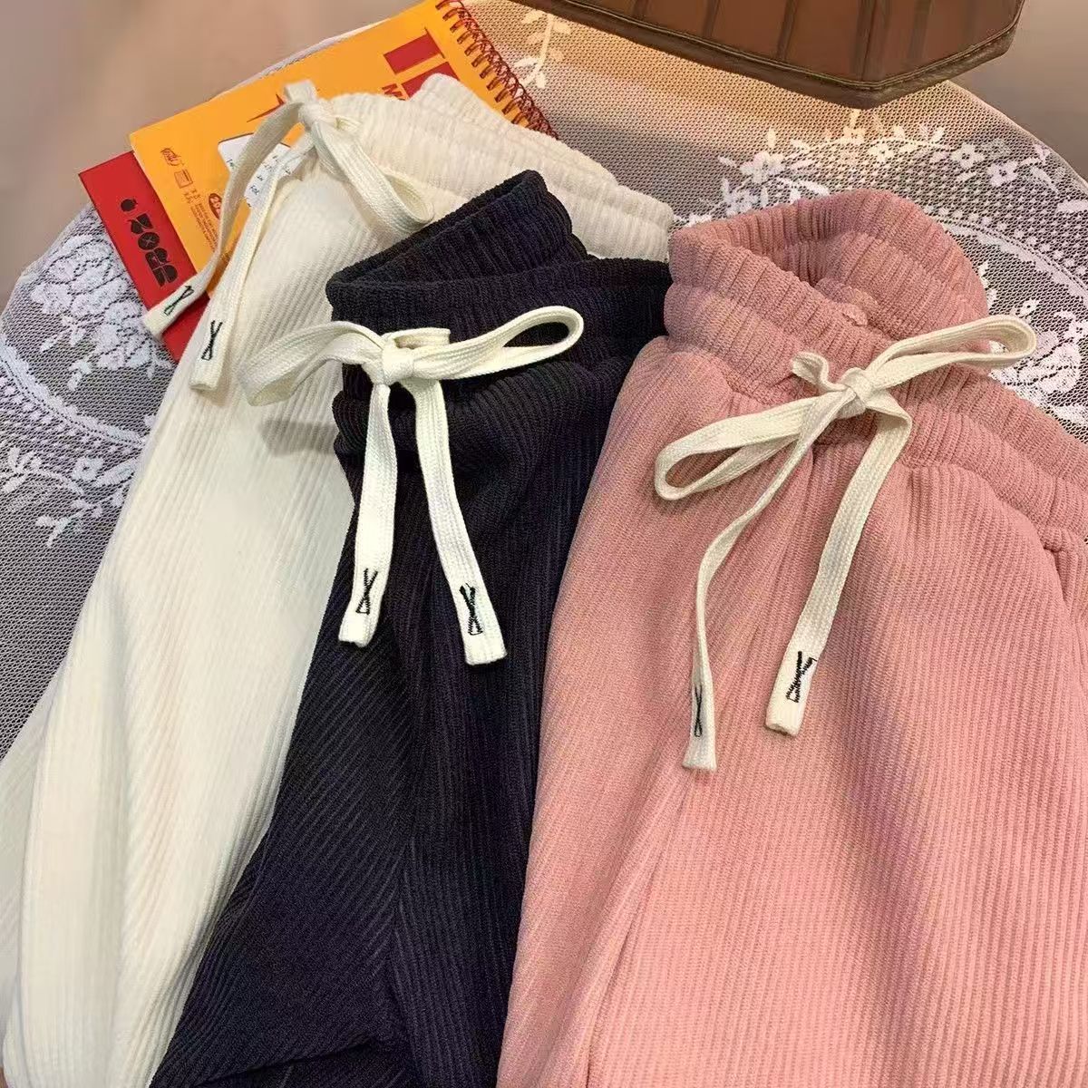 灯芯绒裤子男显瘦秋冬季雪尼尔休闲男裤加绒加厚垂感直筒裤休闲裤