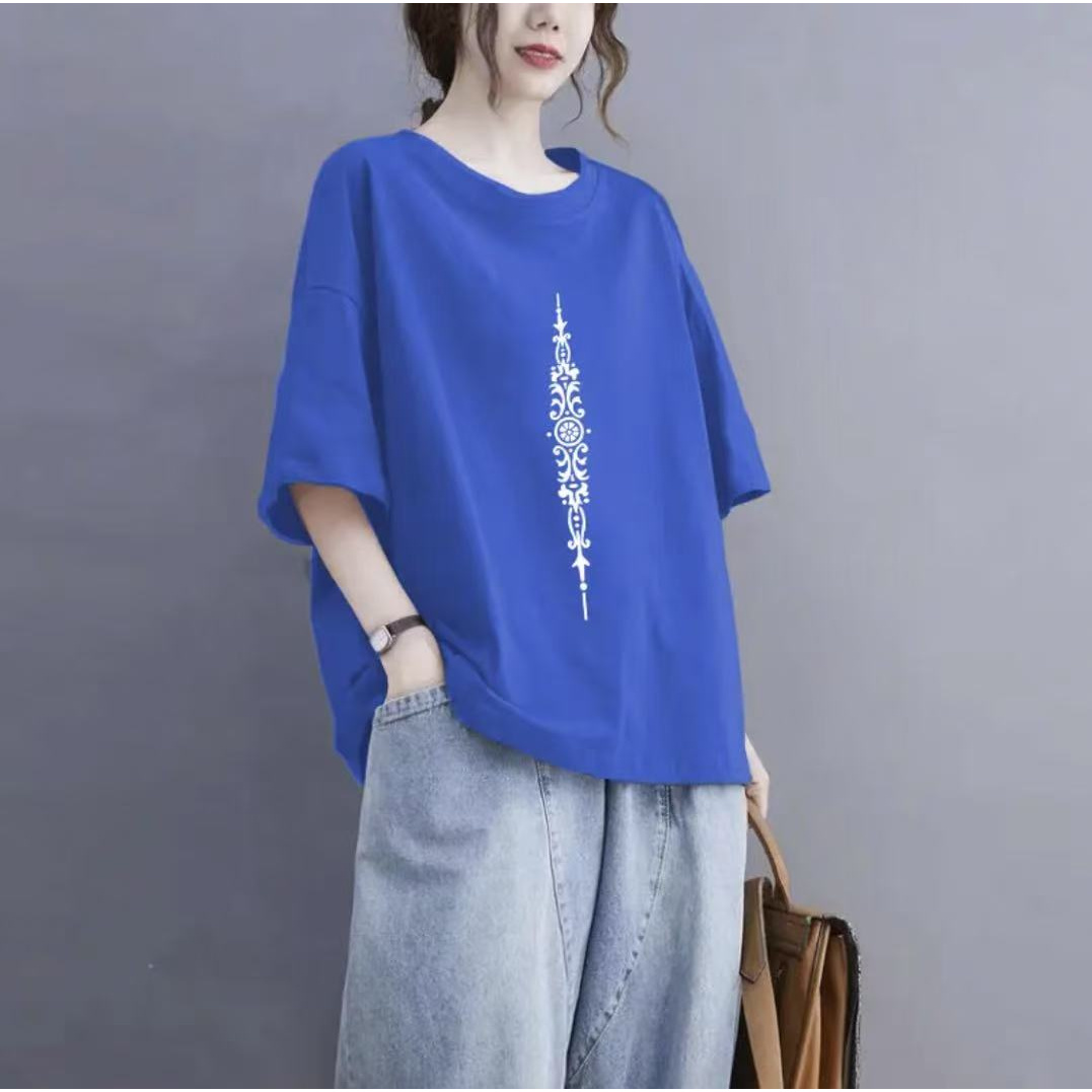 纯棉短袖t恤女夏季200斤大码显瘦宽松时尚休闲半袖洋气百搭上衣