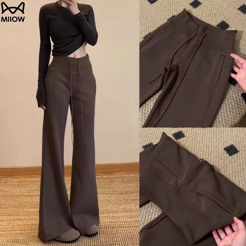 猫人美拉德lulu微喇卫裤女秋季2025新款高腰垂感显瘦休闲喇叭长裤