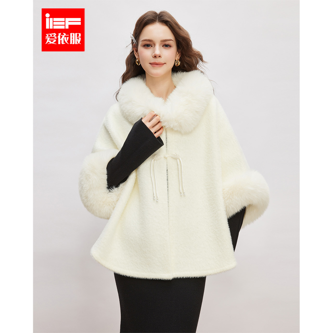 IEF/爱依服2025冬季新款法式名媛气质通勤百搭宽松毛织外套流光风
