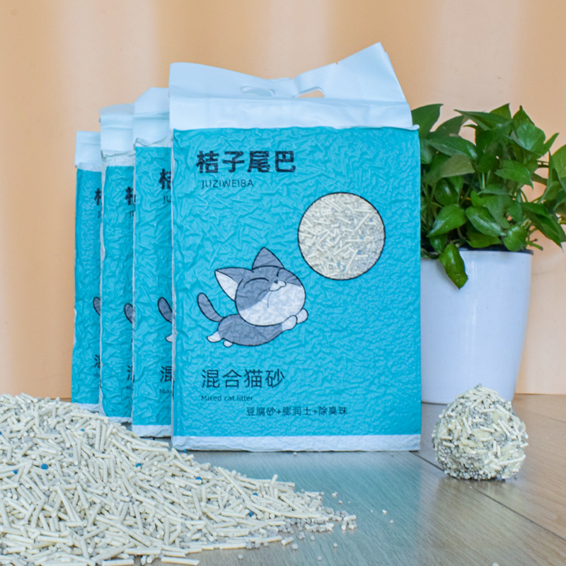 桔子尾巴混合猫砂高品质奶香味低粉尘结团快天然猫砂吸水豆腐砂