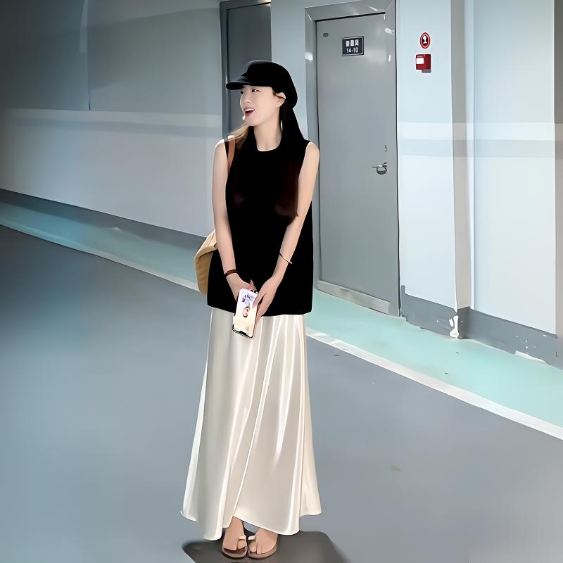 夏装搭配一整套无袖衬衫上衣半身裙醋酸段面减龄气质连衣裙套装女