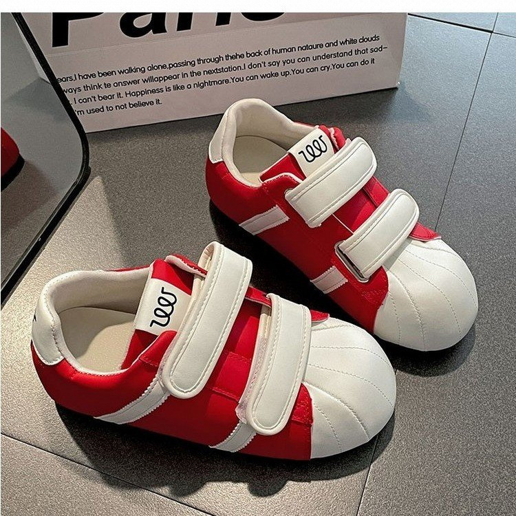 【万达撤柜】魔术贴贝壳头德训面包鞋2025百搭内增高休闲运动小板鞋