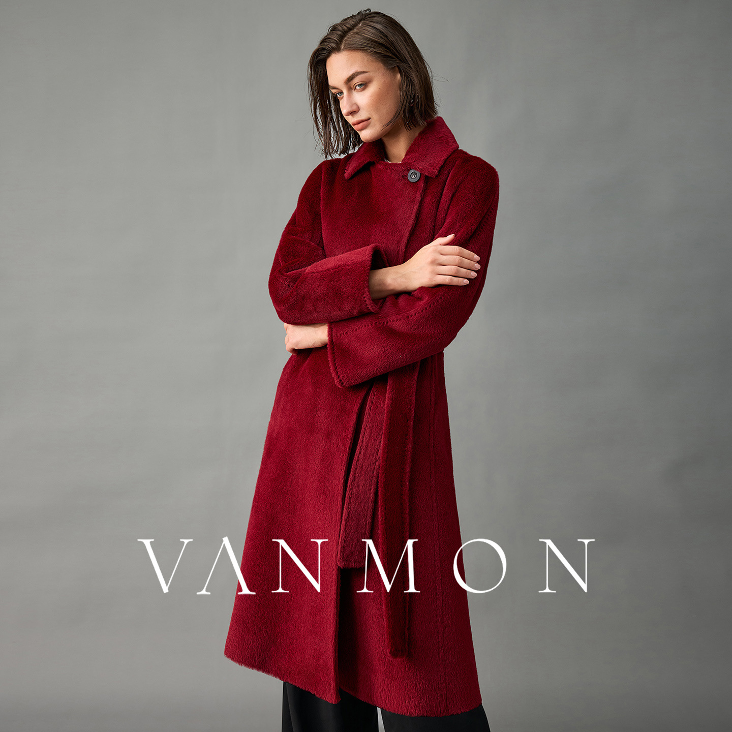 2025秋冬新款加厚皇室婴驼大衣女通勤百搭长袖系带有K3126