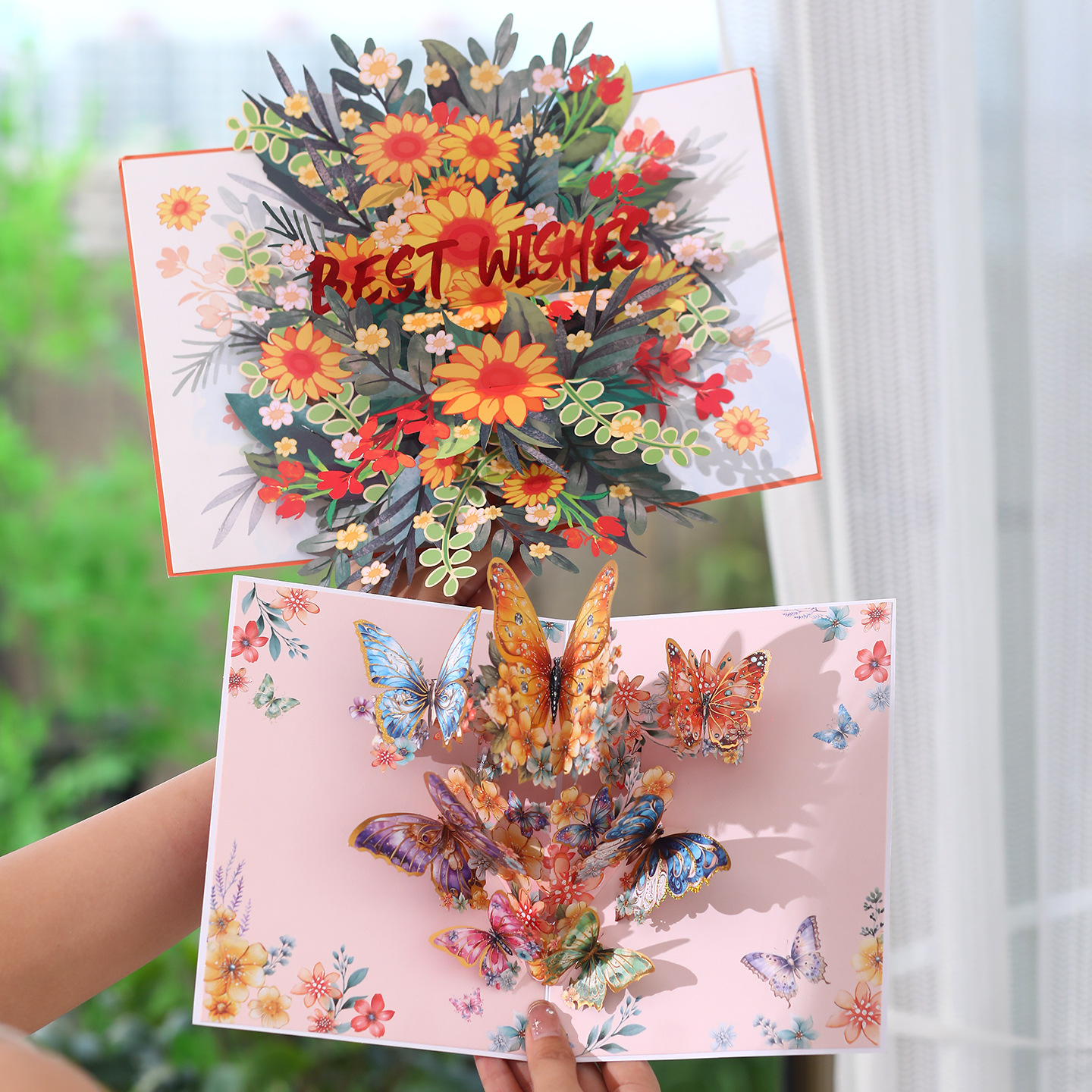 教师节立体花束贺卡感谢3D高级装饰感毕业贺卡送老师员工生日卡片