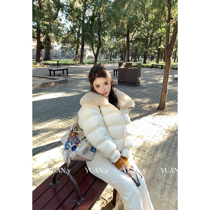 媛媛【软心泡芙】90白鹅绒羽绒服女宽松外套冬新款鹅绒服#YL0119
