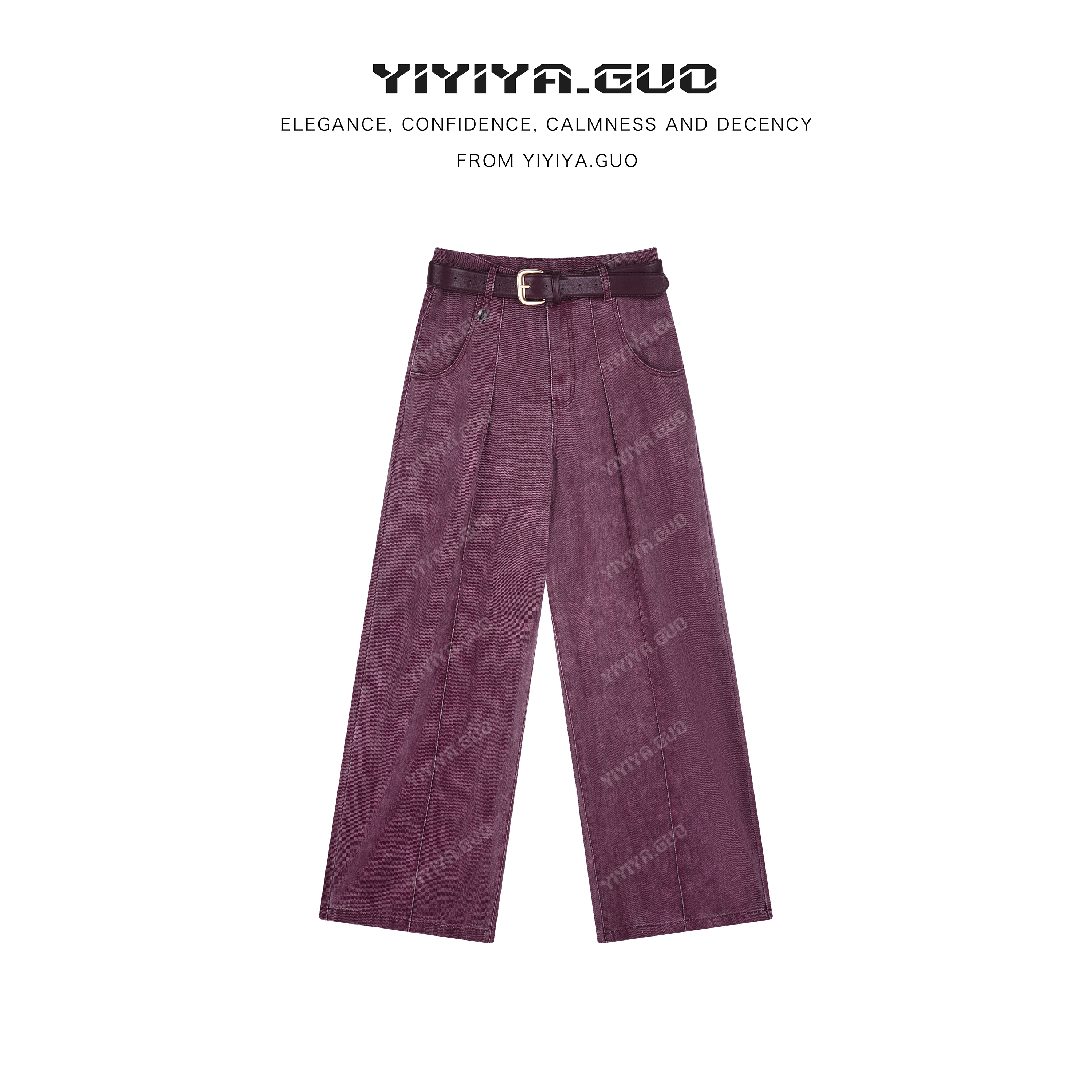 yiyiya.Guo艺艺吖秋冬新款百搭时尚阔腿直筒牛仔裤080084SS52