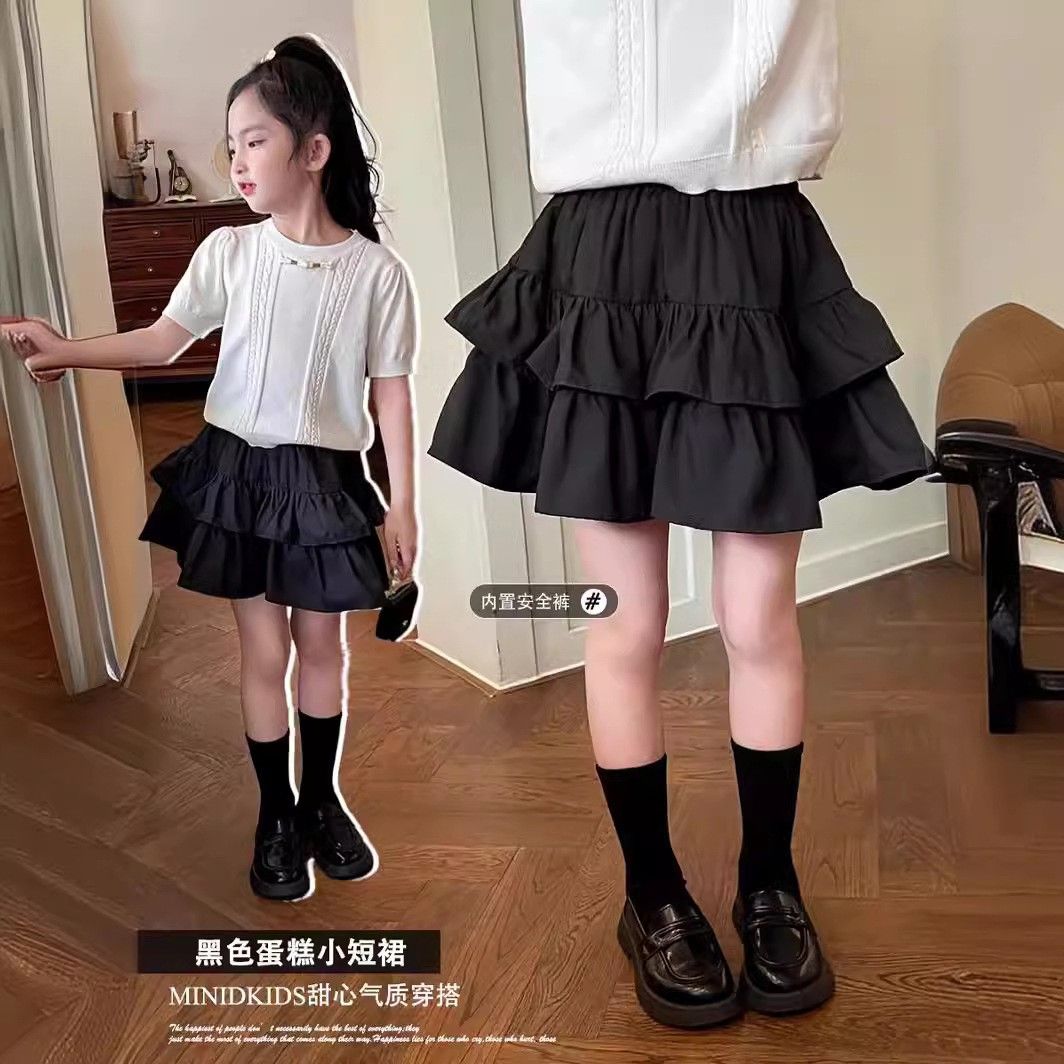女童公主半身裙夏季2025新款洋气儿童蓬蓬蛋糕裙裤中大童韩版短裙