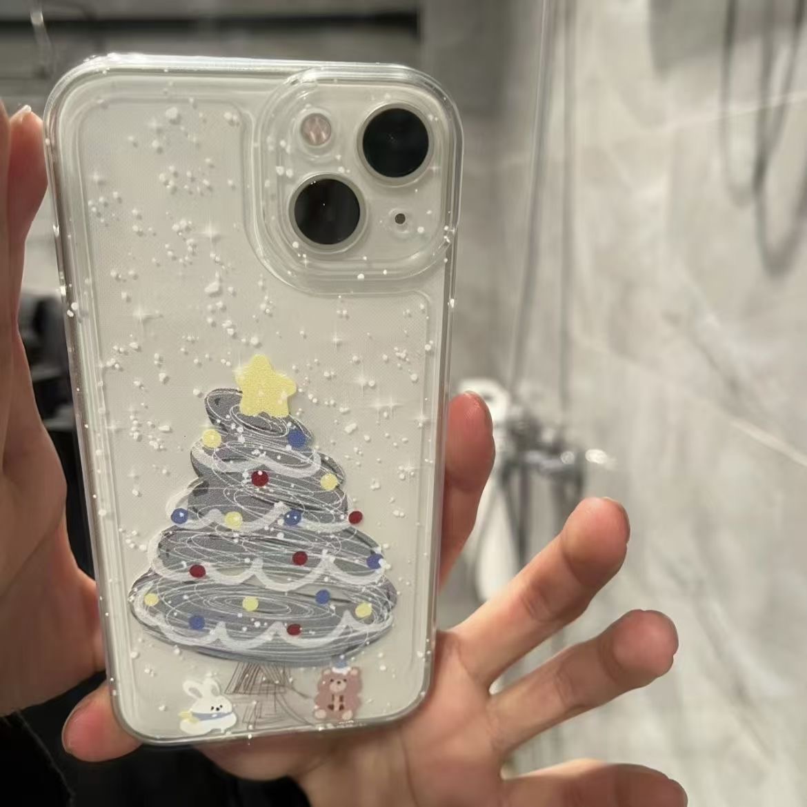 雪花圣诞树适用iPhone16手机壳苹果15华为vivo小米oppo防摔高透软