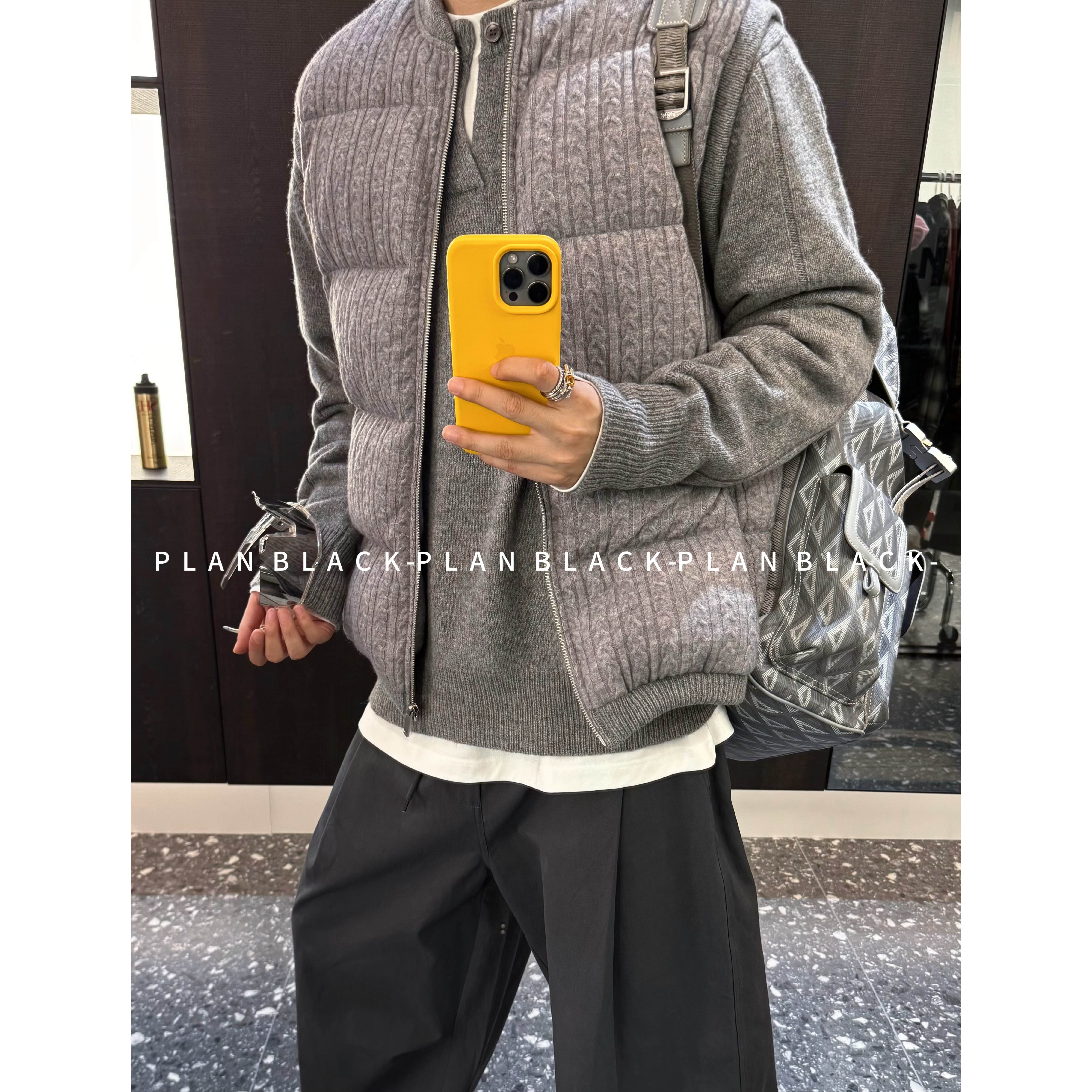 RICH陈发财【针织羽绒马甲】搭配到位！很轻很温暖麻花钩织马甲8103