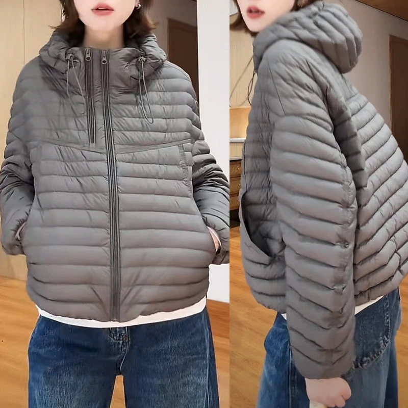 2026秋季新款时尚减龄气质显瘦设计感衣服女韩系纯色连帽长袖外套