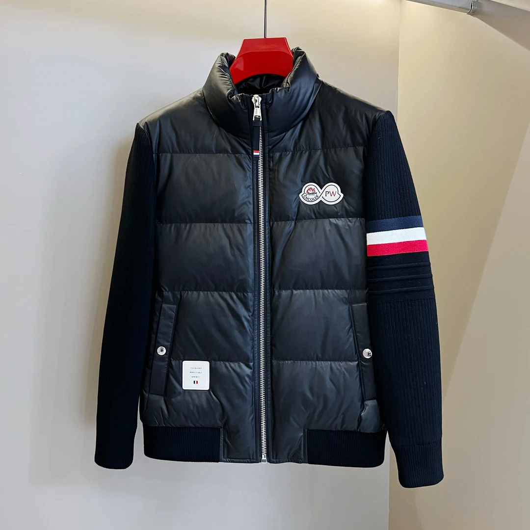 【港口撤柜】90白鸭绒冬季保暖防寒立领羽绒服潮流休闲拼接针织袖