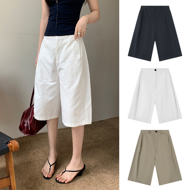 Miss sumeyY3870自制复古工装立体裁剪五分裤女基础款宽松短裤潮