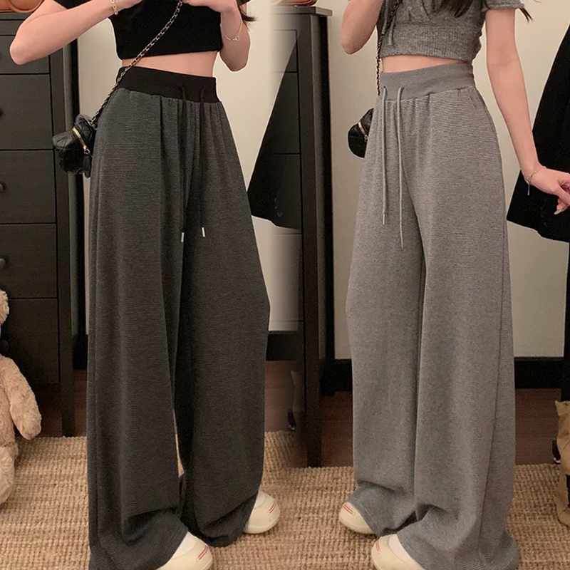 孕妇裤休闲时尚新款2025阔腿裤子秋季垂坠感无托腹条纹直筒裤子