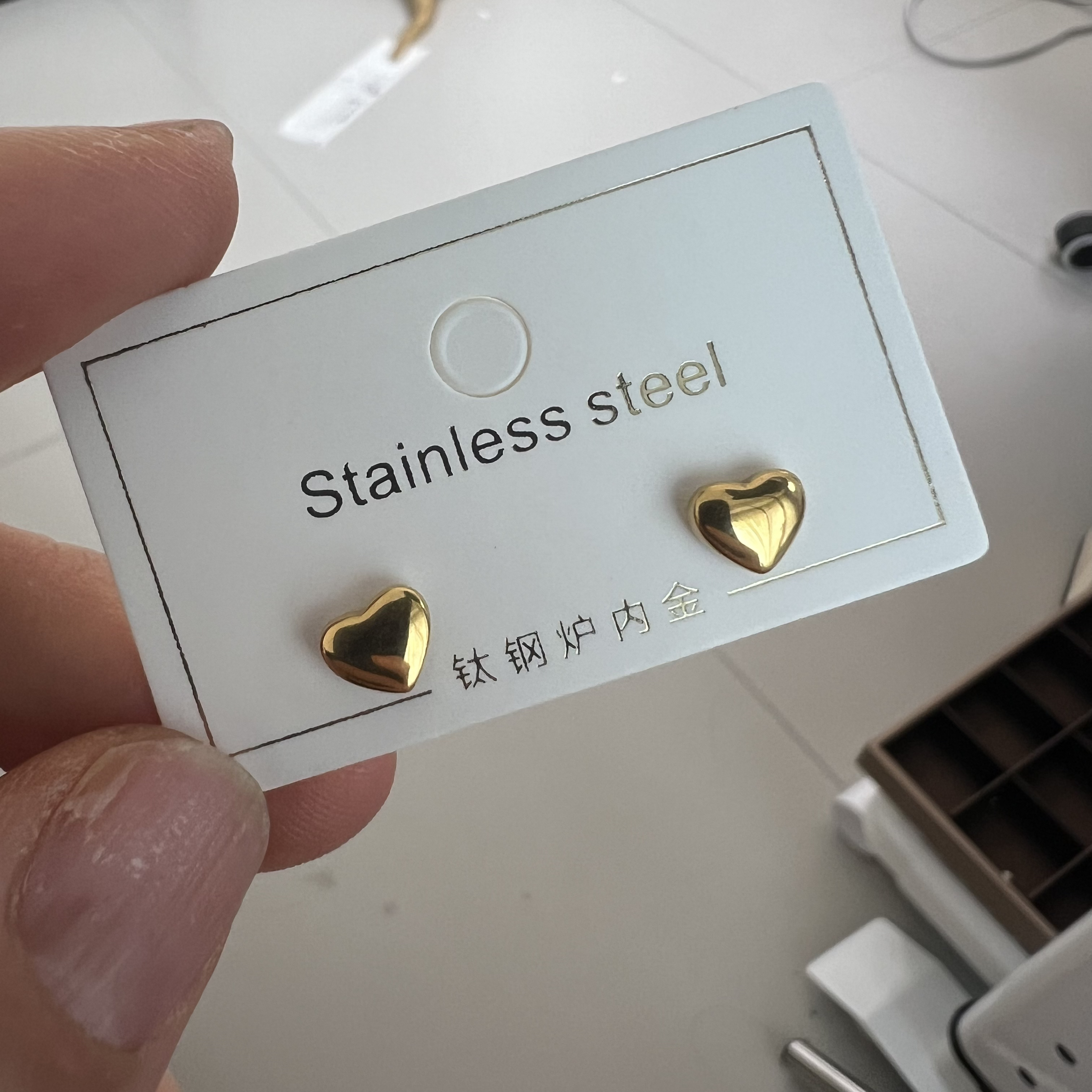 不锈钢耳饰 【爱心耳钉】耳钉时尚爱心欧美款耳饰不易掉色耳钉1022