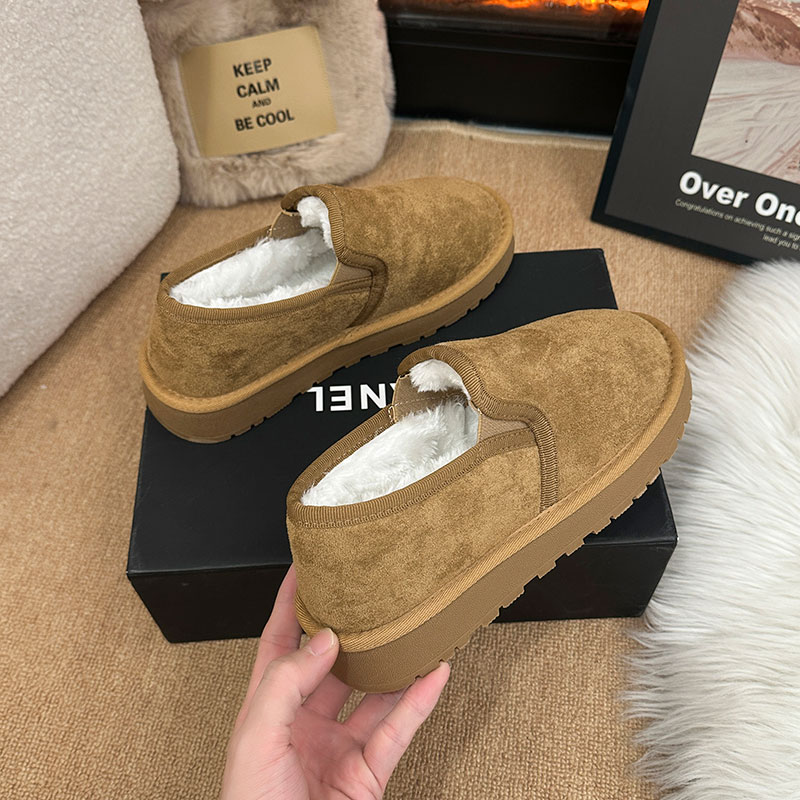 厚底加绒保暖全包毛毛勃肯鞋2025新款冬季乐福鞋一脚蹬豆豆鞋棉鞋