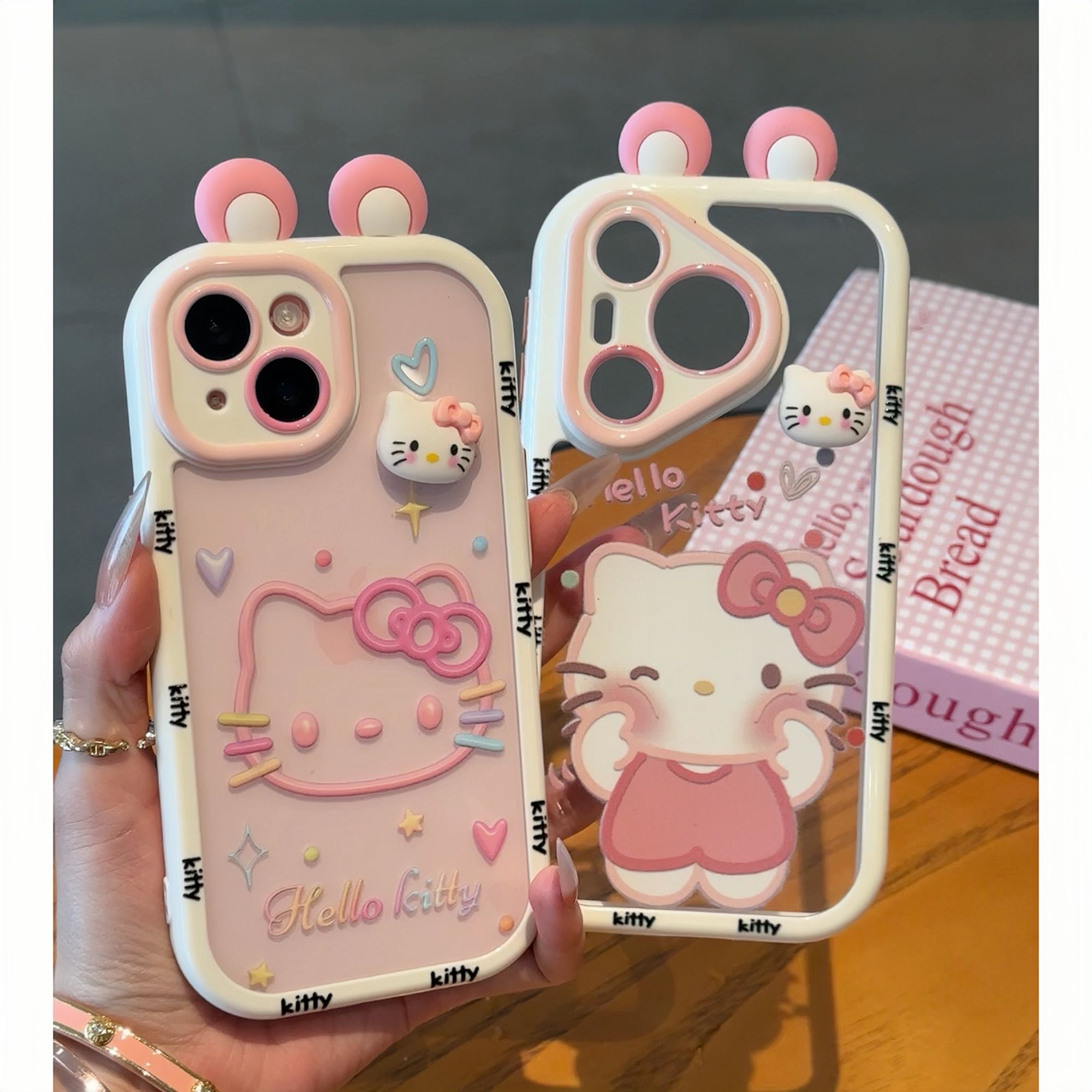 BANCA果冻捏捏kitty立体耳朵适用苹果16手机壳华为vivo小米oppo套