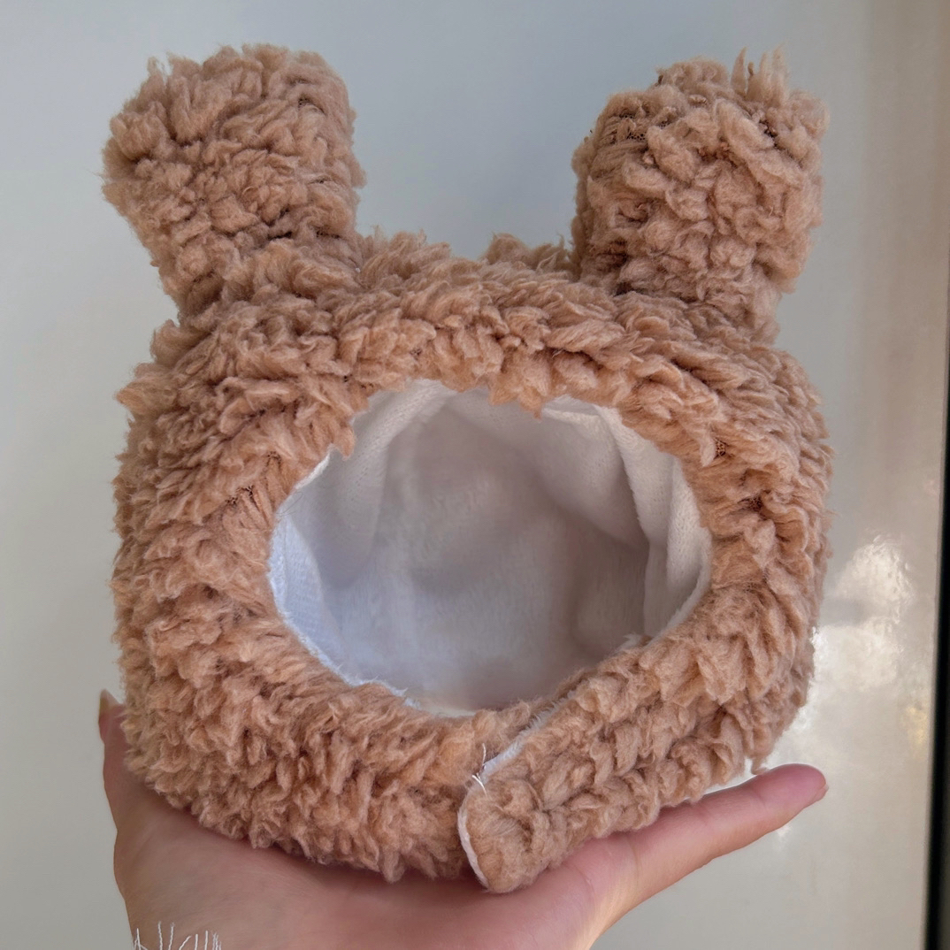 【新品】宠物猫咪狗狗可爱小熊毛绒头套冬季保暖拍照头饰装饰品
