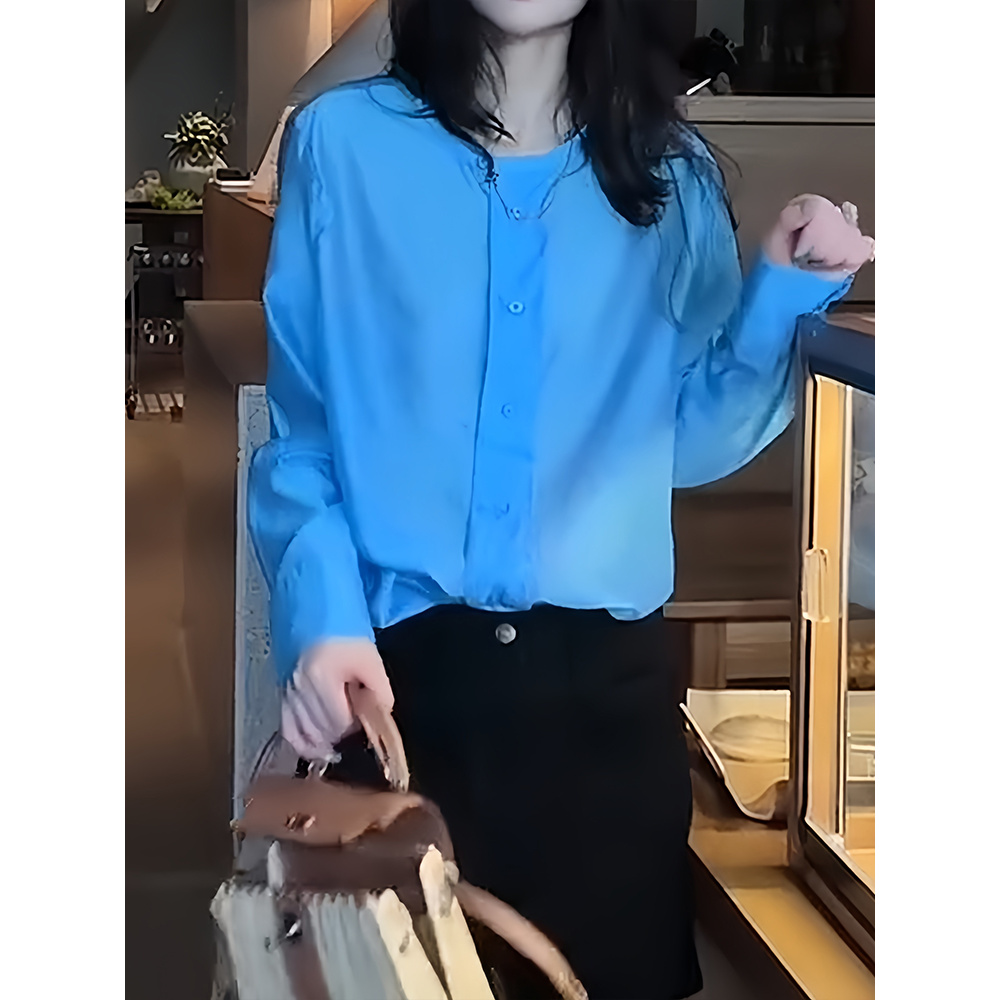 法式气质慵懒小众显白长袖衬衫春秋新款宽松设计感开衫减龄上衣女