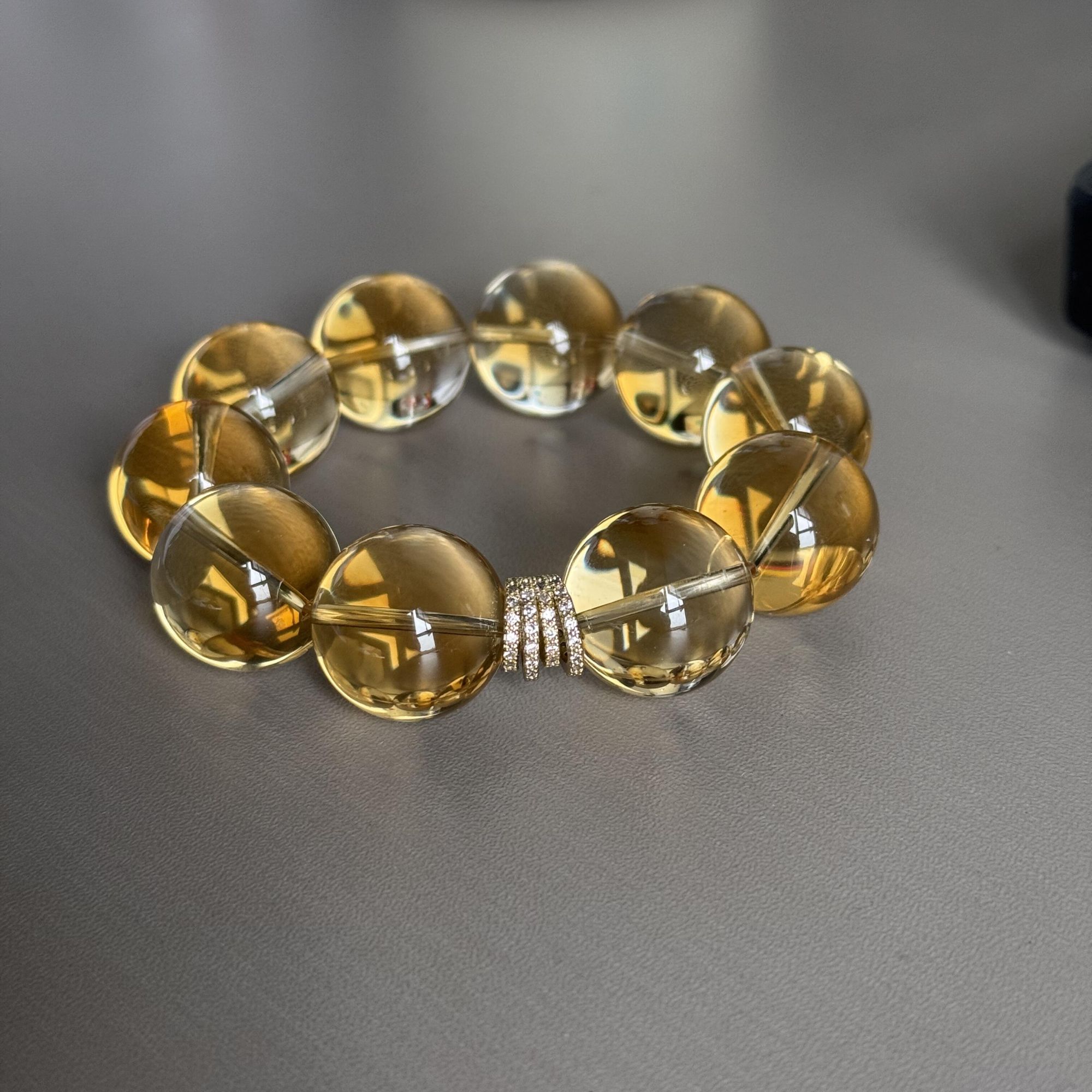 【收藏级】天然黄水晶手串巴西黄时尚手链女高品大珠礼物多样性发一