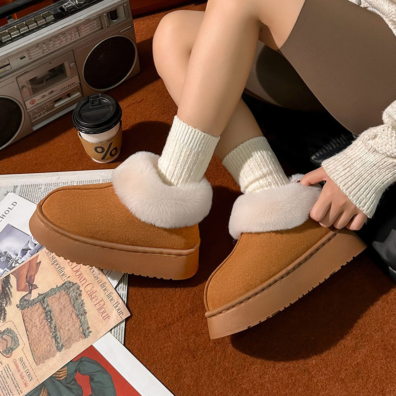 【蚂蚁之恋】亲子款冬季室内外家居家毛绒保暖外穿防滑雪地靴棉拖鞋