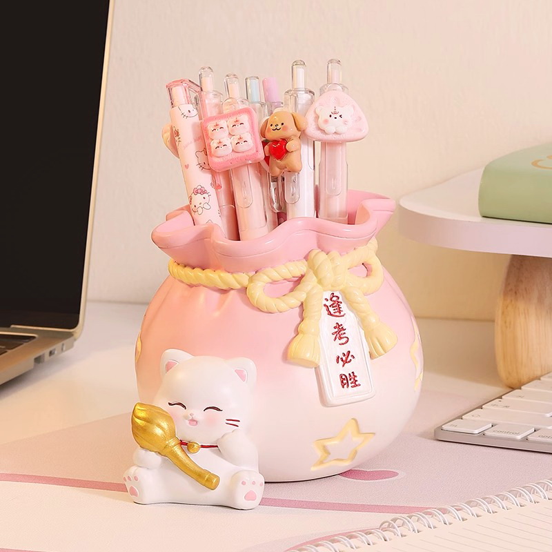 可爱猫咪笔筒摆件逢考必胜励志学习好运成功上岸中高考毕业礼物女