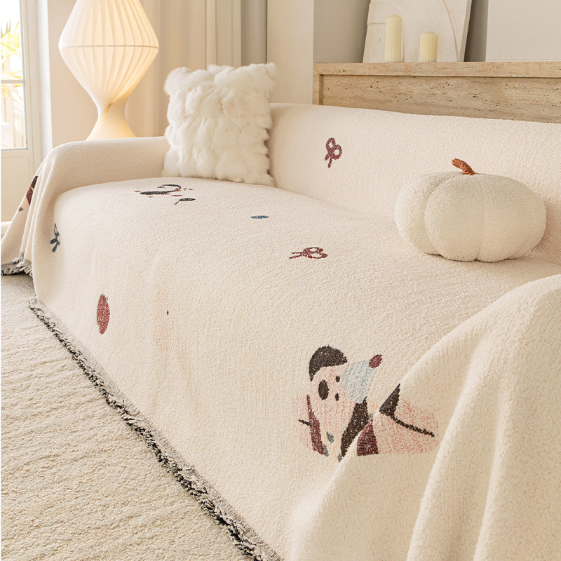 V/雅鹿毛绒沙发盖布巾冬季2025新款高级感沙发毯全包保护套罩防滑