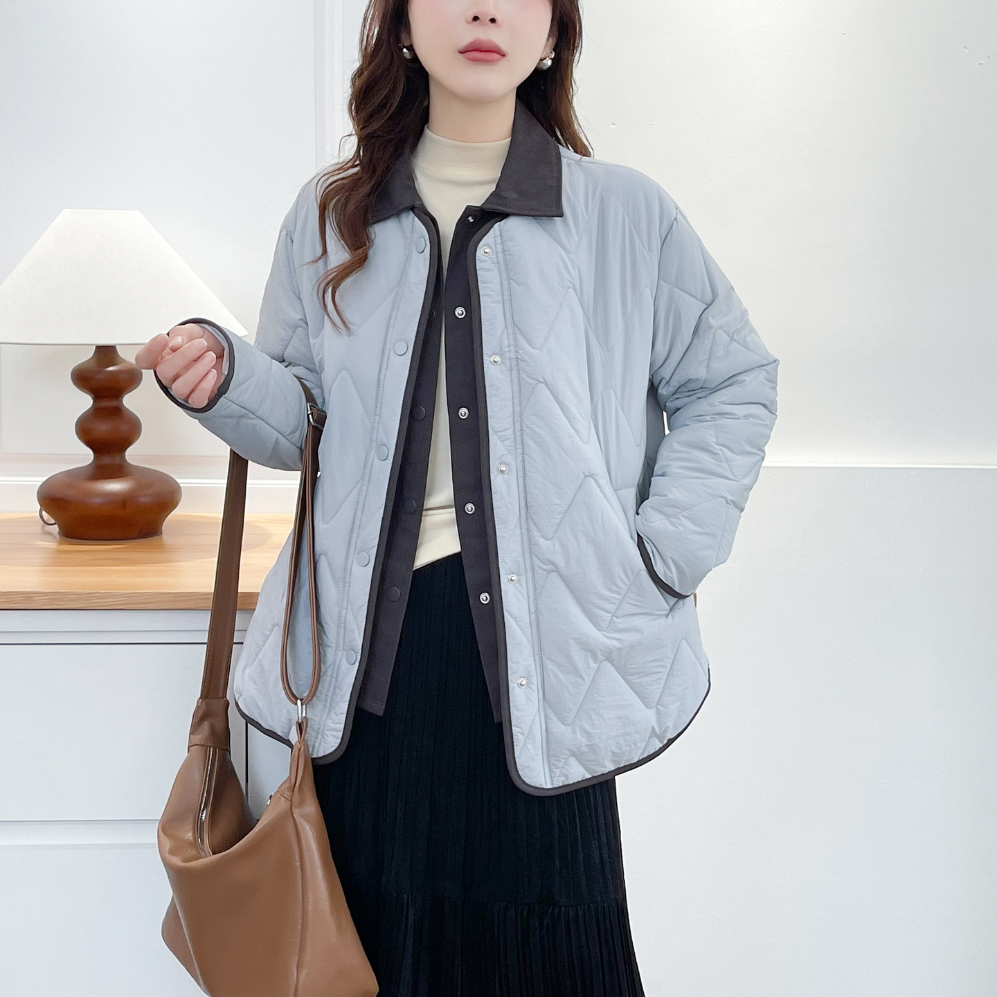 棉衣胖mm大码女装2025秋冬新款时尚撞色拼接假两件棉服外套200斤