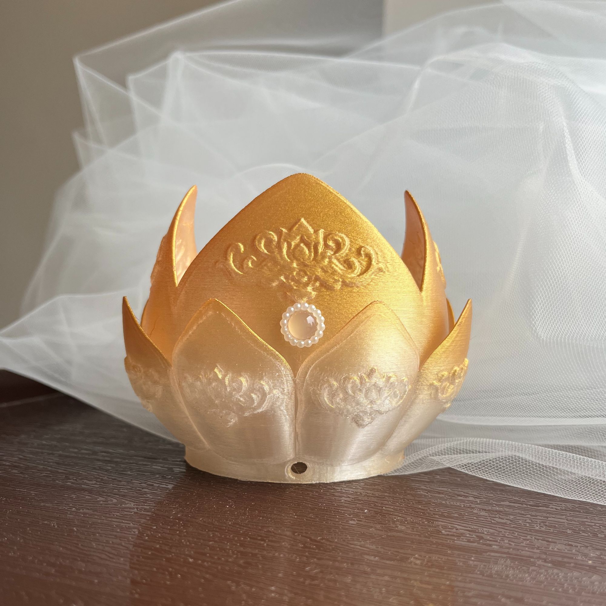 3D打印莲花冠芙蓉冠辜负汉服配饰古风发冠