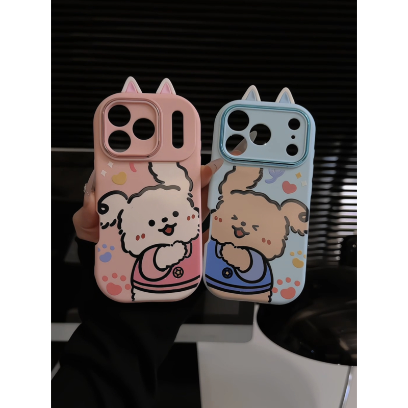 线条小狗适用苹果17pro手机壳16pm小胖妹华为p80小众荣耀oppo小米