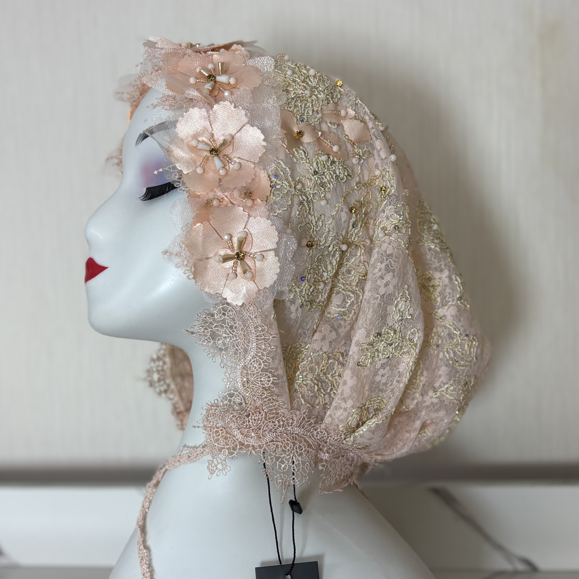 25正版【梦莎柏丽】定制公主花环款双层小飘带帽 气质百搭复古