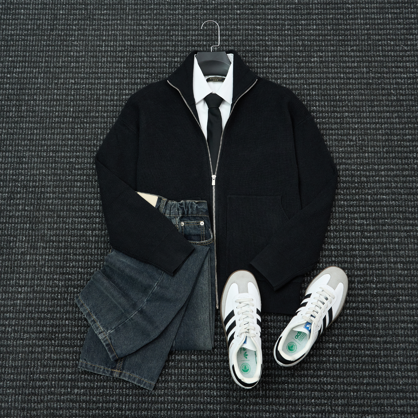 Gracefo冬季加厚重磅男士休闲韩版立领拉链针织毛线上衣开衫外套