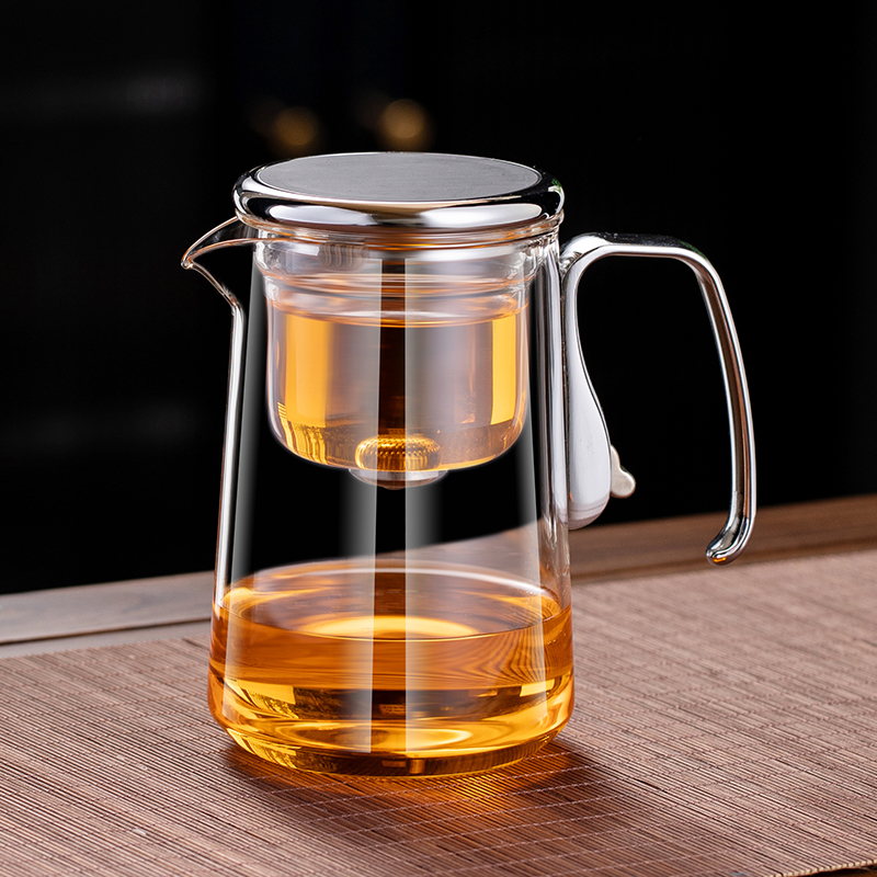 2025新款飘逸杯全玻璃内胆磁吸泡茶壶茶水分离杯泡茶器具网红款