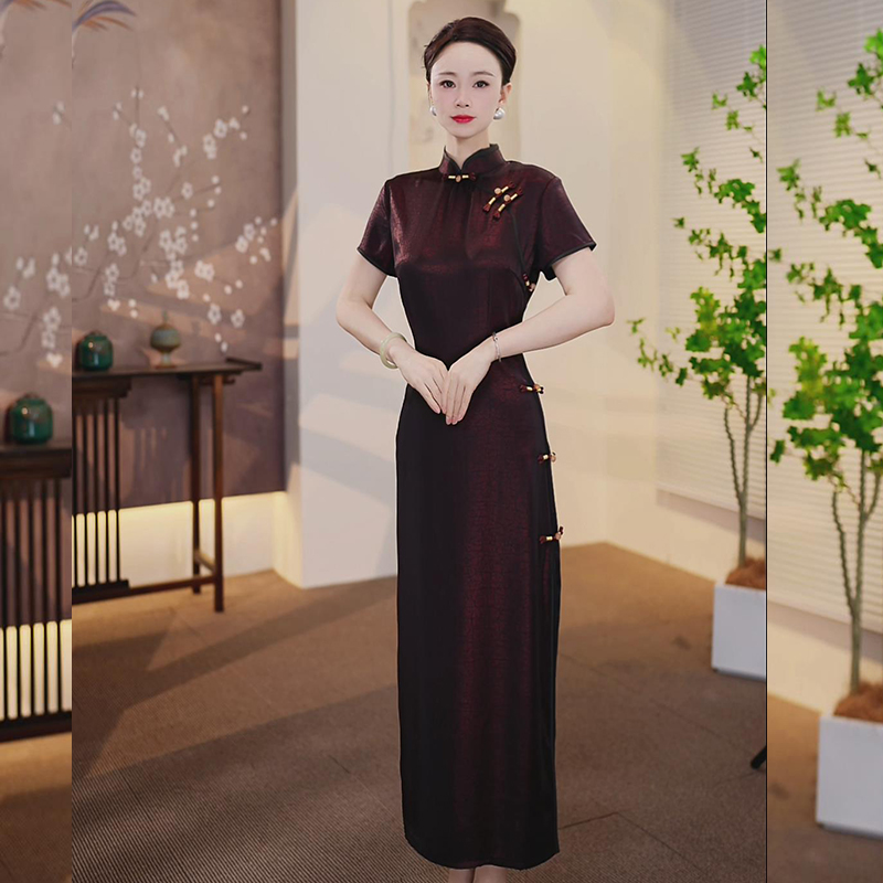 【Feel88】2025春夏新款高端提花复古风中国风优雅气质旗袍满庭芳华