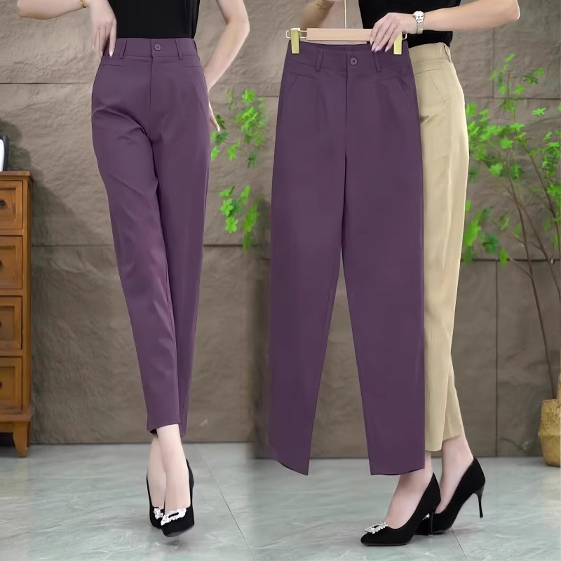 2025夏季新款西装休闲哈伦高腰显瘦小个子薄款烟管女裤九分裤