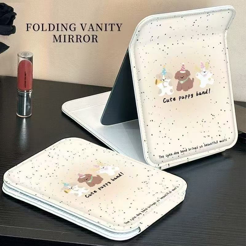 化妆镜郁金香折叠旅游小镜子随身携带学生宿舍办公室专用化妆镜子