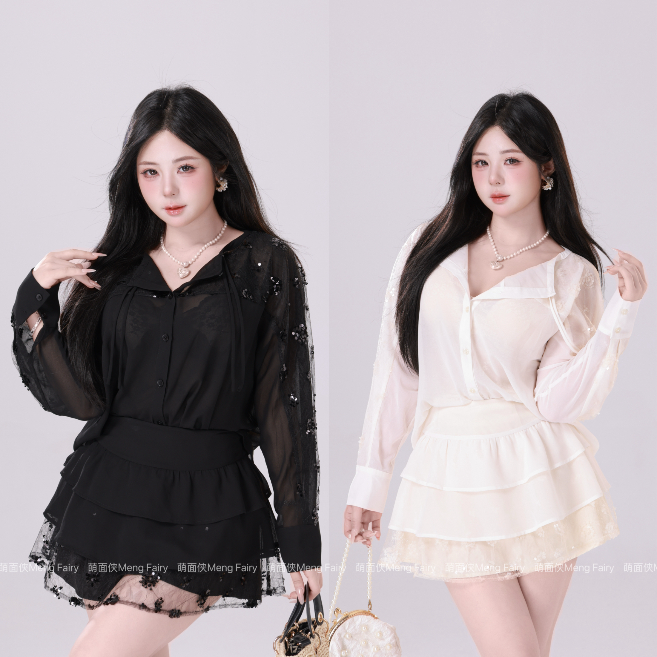 萌面侠【温柔焦点】法式纯欲吊带半裙上衣重工套装5721M5728M6220M