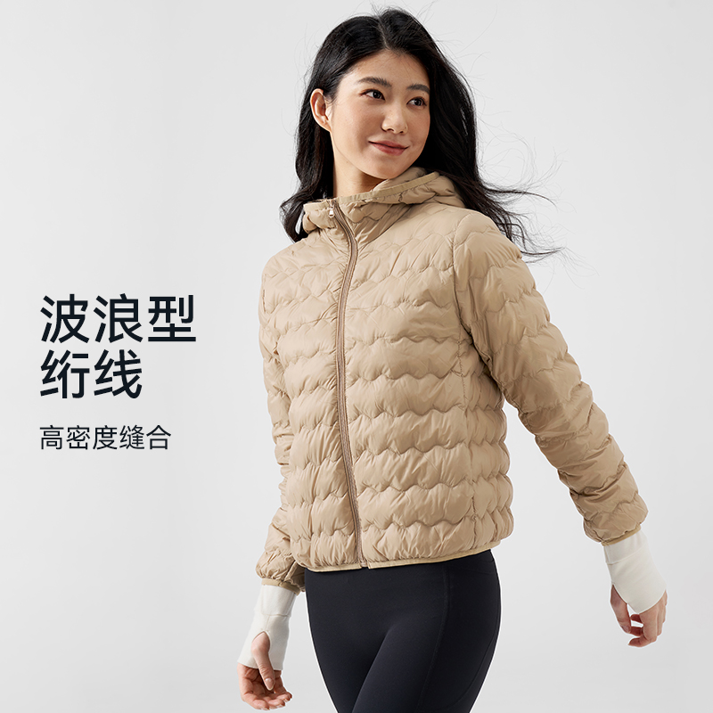 秋冬季户外轻量轻薄休闲运动连帽短款简洁大方女款羽绒服7452