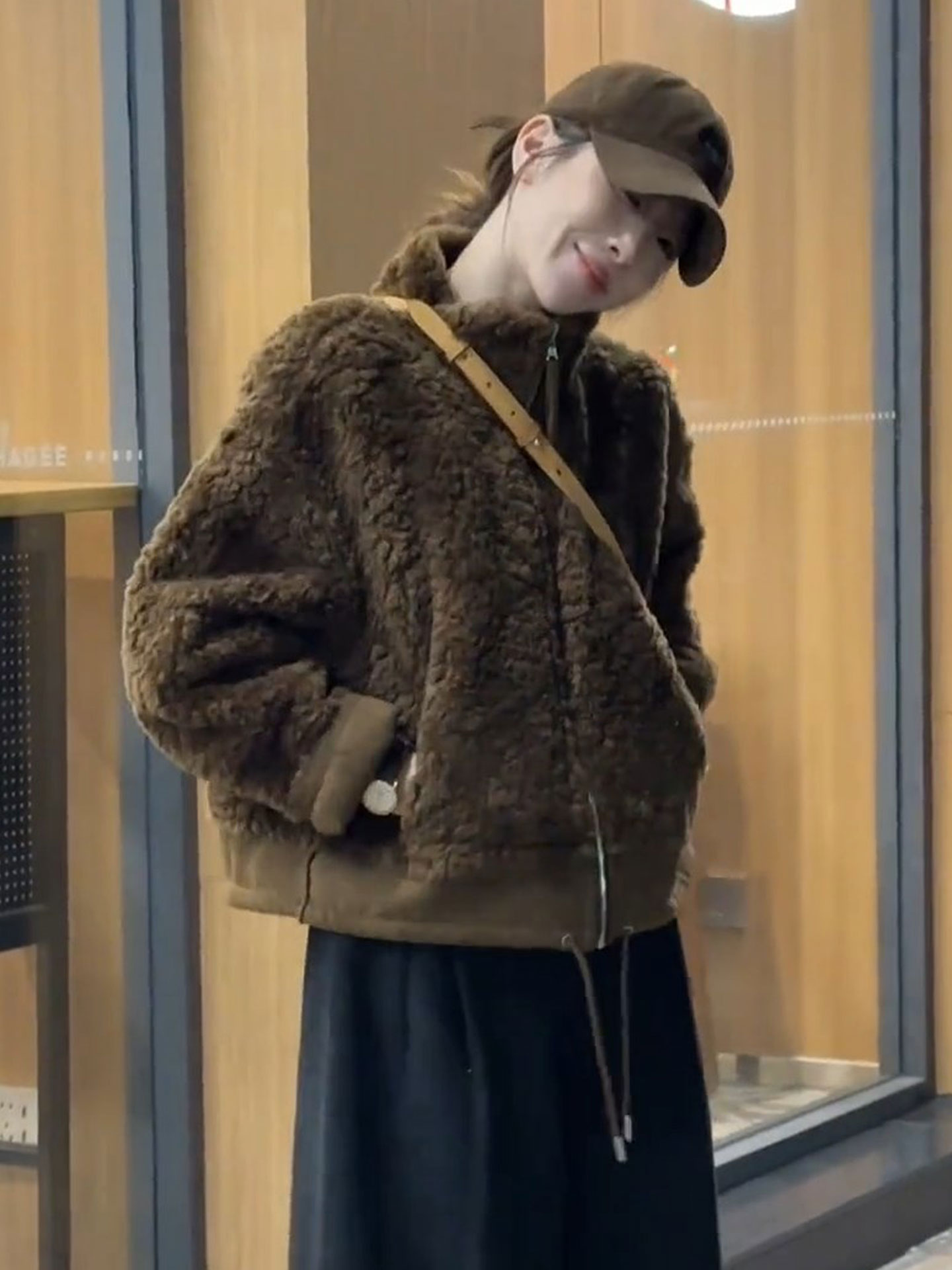 复古立领双面穿羊羔毛外套女冬季新款宽松休闲保暖皮毛一体上衣潮