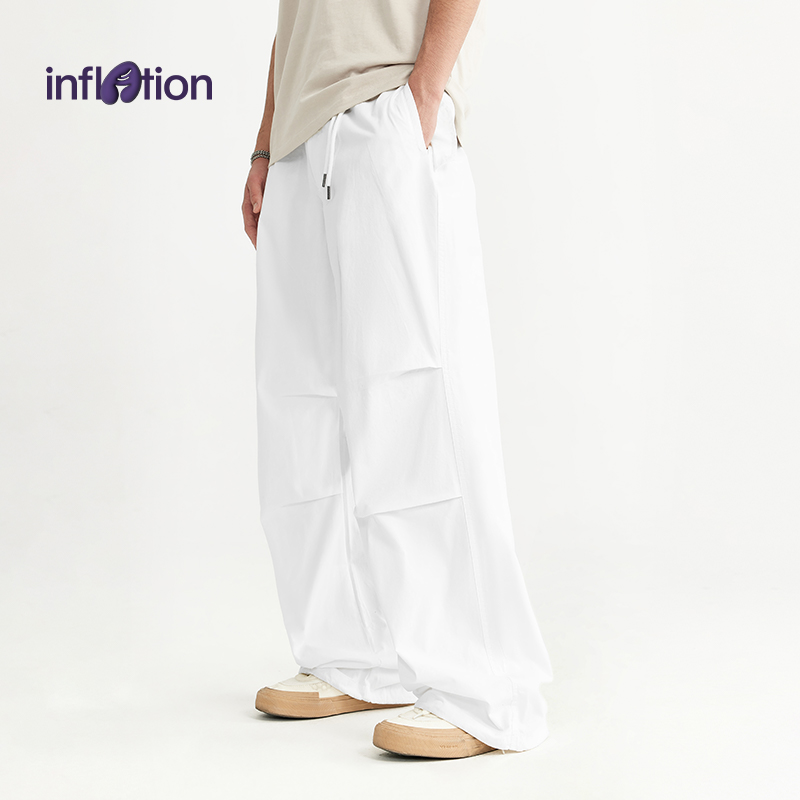 膨胀潮牌成衣洗水阔腿三色伞兵裤春夏潮牌宽松休闲口袋男女长裤