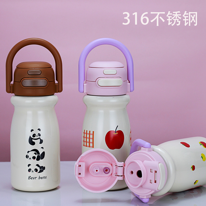 新款保温杯女学生吸管杯500ml大容量双饮水杯上学保冷杯定制刻字