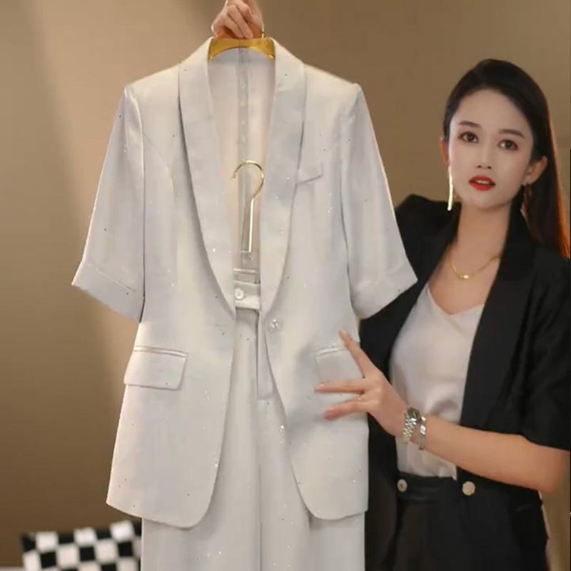 高档职业西装套装女2025年夏季新款洋气质国风西服西裤两件套女夏